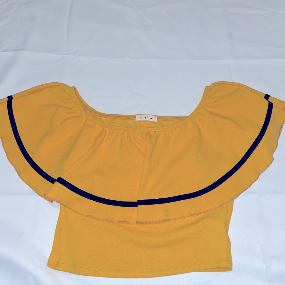 Yellow ruffled crop top